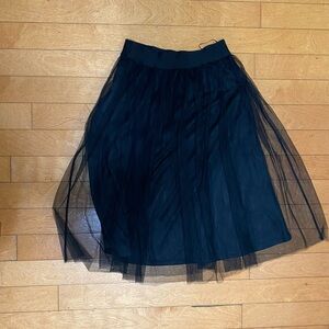 Boohoo Black Midi A-Line Skirt with Tulle Overlay Design